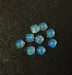 4MM, 5MM, 6MM Natural Ethiopian Opal Cushion Cabochon Gemstone, AAA Ethiopian Opal Multi Fire Smooth Cushion Cabs loose stone for jewelry