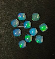 7MM, 8MM Natural Ethiopian Opal Cushion Cabochon Gemstone, AAA Ethiopian Opal Multi Fire Smooth Cushion Cabs loose stone for jewelry