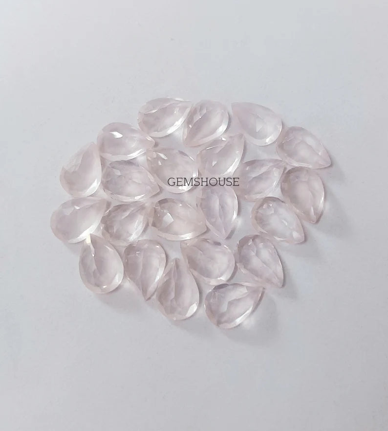 6x8MM, 7x9MM, 8x10MM Natural Rose Quartz Faceted Pear Cut Gemstone, AAA Rose Quartz Pear Cut For Jewelry Making