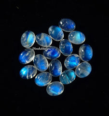 Natural Moonstone Oval Cabochon Gemstone , AAA Quality Blue flash Moonstone Smooth Oval Flat back cabochon Gemstone For Jewelry