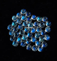 3MM, 4MM, 5MM Natural Moonstone Round flat back Cabochon Gemstone, AAA Flashy Blue Moonstone Smooth Round Cabs Loose stone For Jewelry