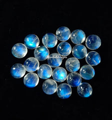 6MM, 7MM, 8MM Natural Moonstone Round Cabochon Stone, AAA Quality Blue Fire Flash Moonstone Smooth Round cabs for Jewelry