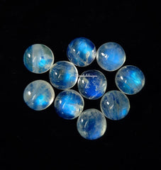9MM, 10MM Natural Moonstone Round Cabochon Stone, AAA Quality Blue Fire Flash Moonstone Smooth Round cabs for Jewelry