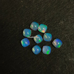4MM, 5MM, 6MM Natural Ethiopian Opal Cushion Cabochon Gemstone, AAA Ethiopian Opal Multi Fire Smooth Cushion Cabs loose stone for jewelry