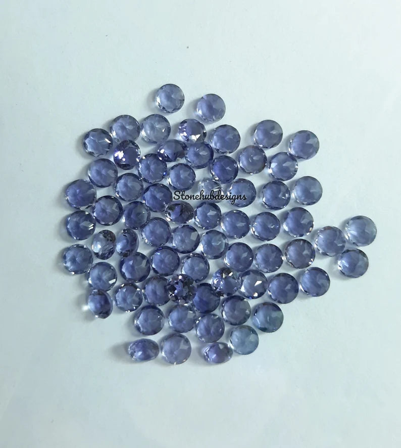 3MM, 4MM, 5MM Natural Iolite Faceted Round Cut Gemstone, AAA Quality Blue Iolite Faceted Iolite Loose Calibrated Cut Gemstone for Jewelry