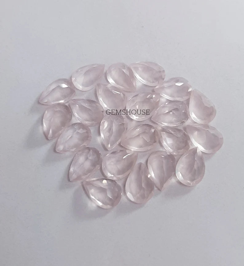 6x8MM, 7x9MM, 8x10MM Natural Rose Quartz Faceted Pear Cut Gemstone, AAA Rose Quartz Pear Cut For Jewelry Making