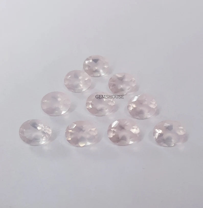 7x9MM, 8x10MM, 9x11MM, 10x12MM Natural Rose Quartz Faceted Oval Cut Gemstone, AAA Rose Quartz oval cut For Jewelry Making
