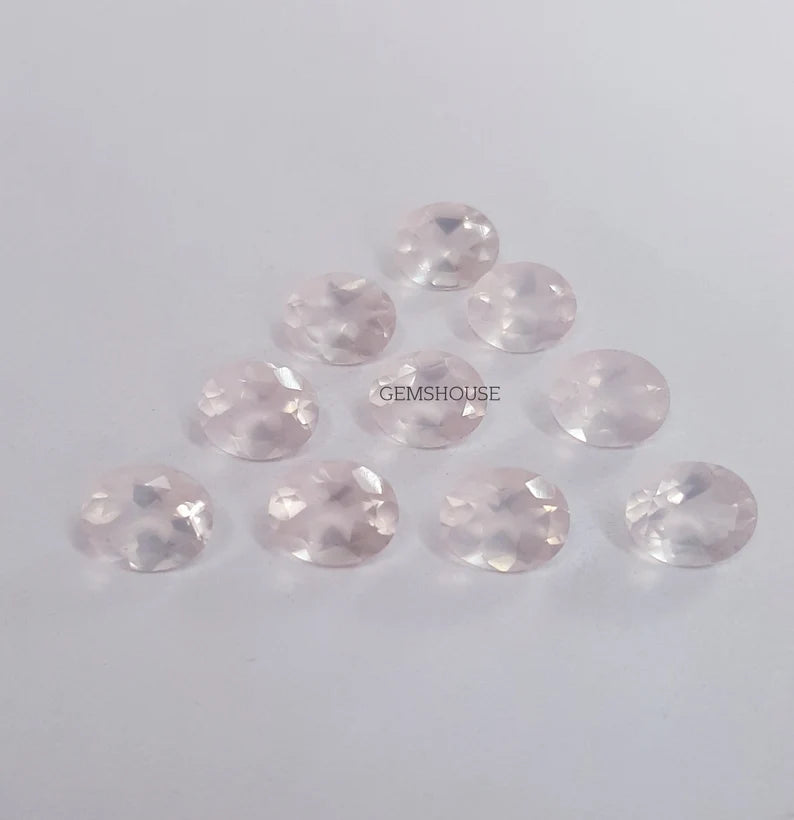 7x9MM, 8x10MM, 9x11MM, 10x12MM Natural Rose Quartz Faceted Oval Cut Gemstone, AAA Rose Quartz oval cut For Jewelry Making