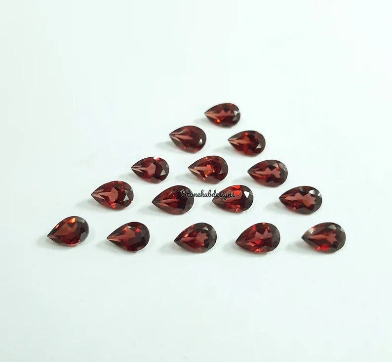 4x6MM, 5x7MM, 6x8MM Natural Garnet Faceted Pear Cut Gemstone, AAA Mozambique Red Garnet Pear Cut loose gemstone for Jewelry Making