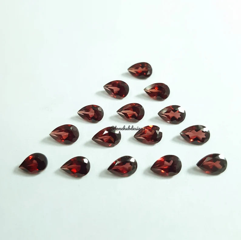 4x6MM, 5x7MM, 6x8MM Natural Garnet Faceted Pear Cut Gemstone, AAA Mozambique Red Garnet Pear Cut loose gemstone for Jewelry Making