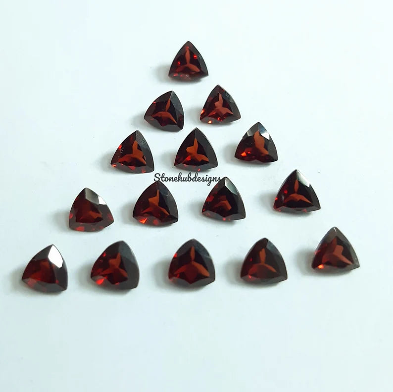 7MM, 8MM Natural Garnet Faceted Trillion Cut Loose Gemstone, AAA Red Mozambique Garnet faceted Trillion Loose Calibrated Stone for jewelry