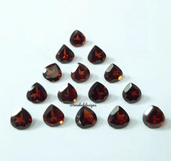7MM, 8MM Natural Garnet Faceted Heart Cut Loose Gemstone, AAA Red Mozambique Garnet faceted Heart Loose Calibrated Cut Stone for jewelry