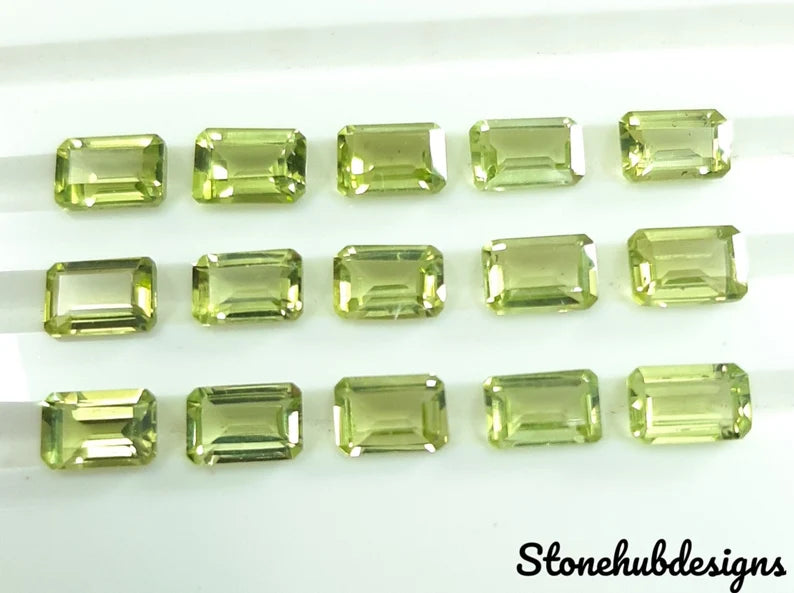 3x4MM, 3x5MM, 4x6MM, 5x7MM Natural Peridot Faceted Octagon Cut Gemstone, AAA Green Peridot Octagon Calibrated loose Gemstone For Jewelry