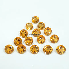 6MM, 7MM, 8MM Natural Citrine Faceted Round Cut loose gemstone, AAA Yellow Citrine Round Cut loose Calibrated Stone For Citrine Jewelry