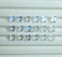 Natural Moonstone Faceted Square Gemstone, AAA Moonstone Faceted Square blue flash Loose Calibrated Cut gemstone for Jewelry