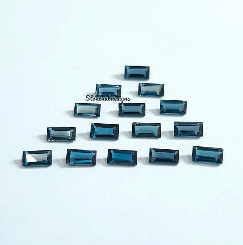 2x4MM, 2.5x5MM, 3x6MM London Blue Topaz Faceted Baguette Cut Gemstone, AAA Quality Natural Blue London Topaz Baguette Cut For Jewelry