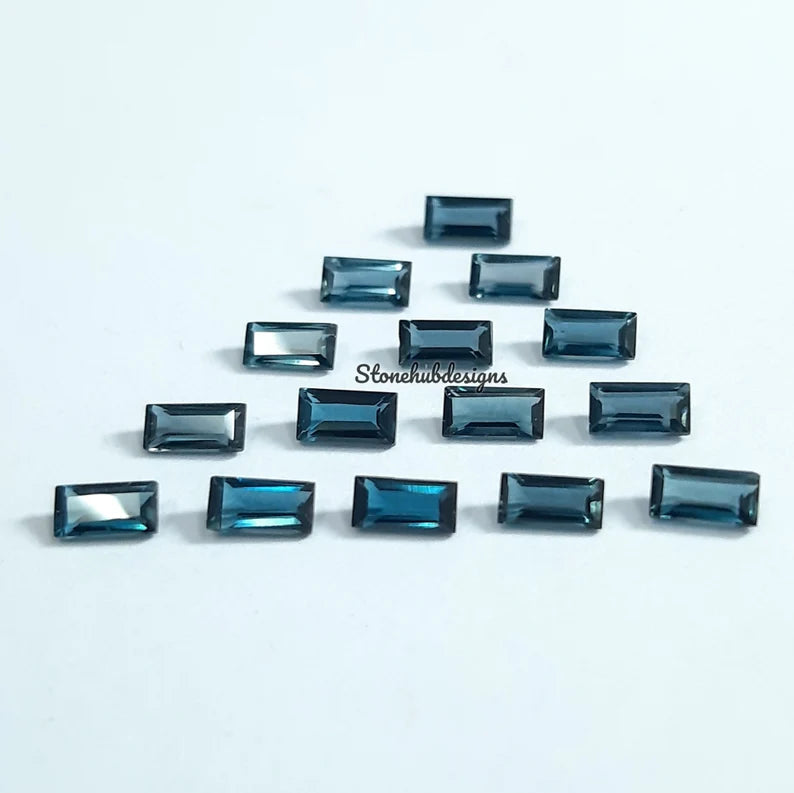 2x4MM, 2.5x5MM, 3x6MM London Blue Topaz Faceted Baguette Cut Gemstone, AAA Quality Natural Blue London Topaz Baguette Cut For Jewelry