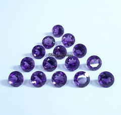 6MM, 7MM, 8MM Natural Amethyst Faceted Round Cut Gemstone, AAA Quality Purple Amethyst faceted round cut gemstones For Jewelry