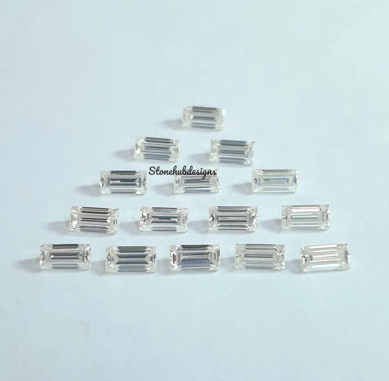 1x1.5MM to 1.5x4MM Moissanite Faceted Brilliant Baguette Cut Gemstone, AAA Quality D Color Loose Moissanite Baguette Gemstone For Jewelry