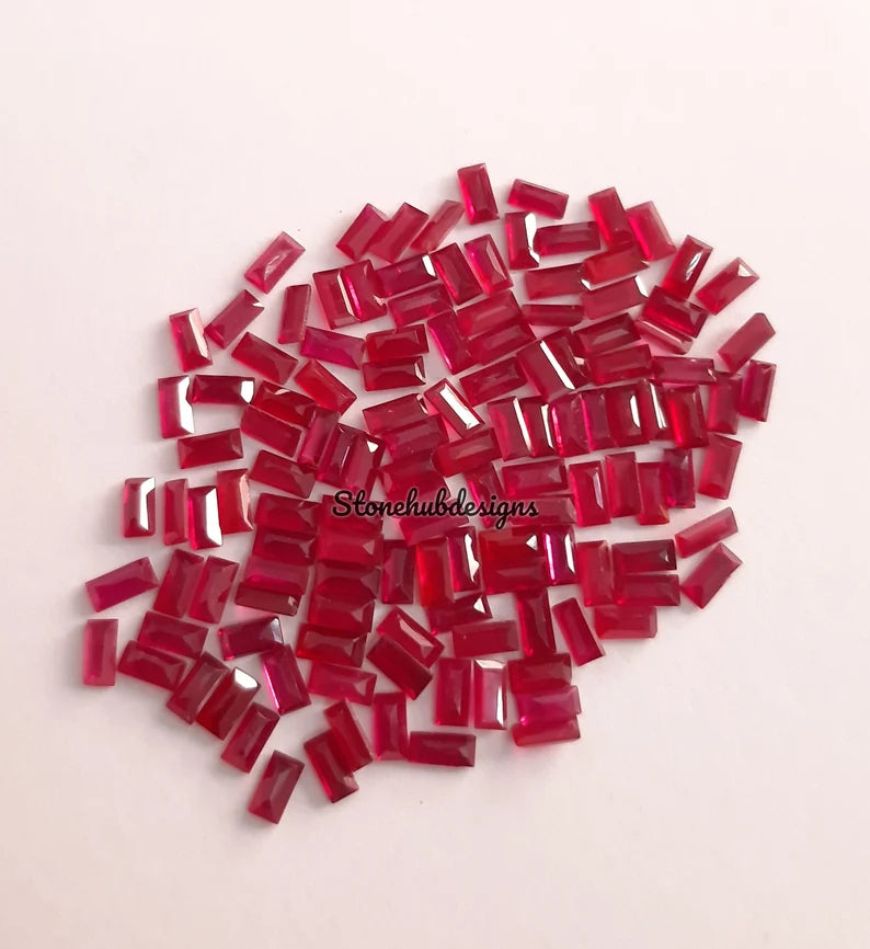 2x3.5MM, 2x4MM, 2.5x4.5MM, 2.5x5MM Natural Ruby Faceted Baguette Cut Loose Gemstone, AAA Reddish Ruby baguette Loose Precious For Jewelry