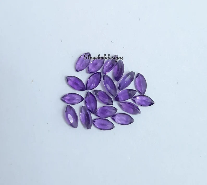 2x4MM, 2.5x5MM, 3x6MM, 4x8MM Natural Amethyst Faceted Marquise Cut Gemstone, AAA Purple Amethyst Marquise Cut Calibrated Size For Jewelry