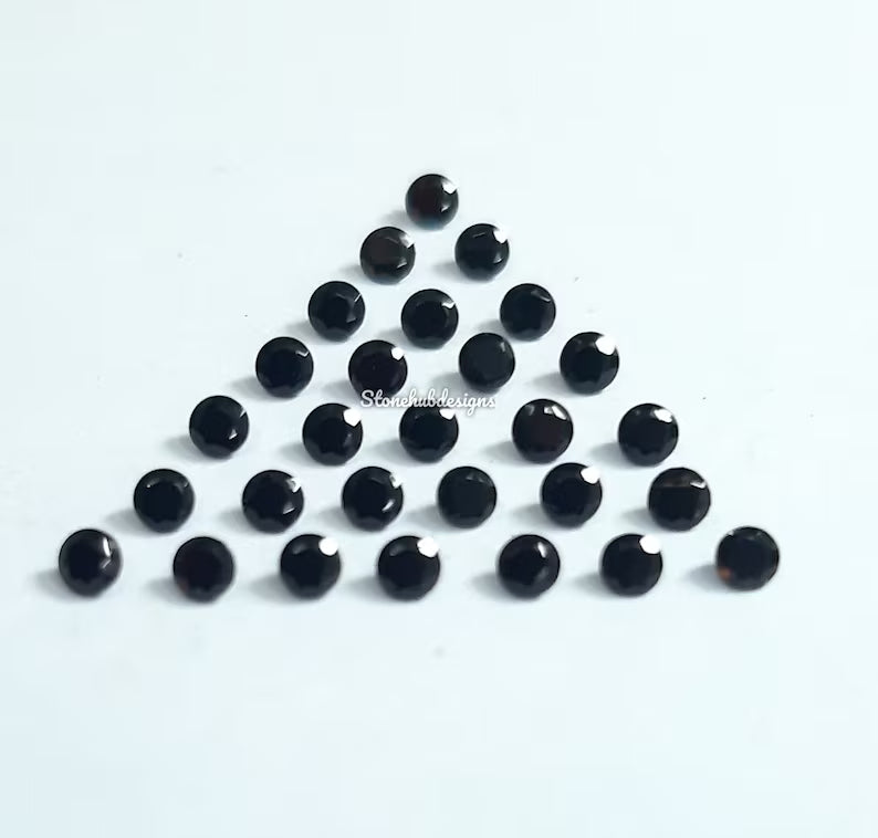 5 pieces 2MM, 2.25MM, 2.50MM, 2.75MM Natural Black Onyx Faceted Round Cut gemstone, AAA Black Onyx Tiny Round Cut For Jewelry Making