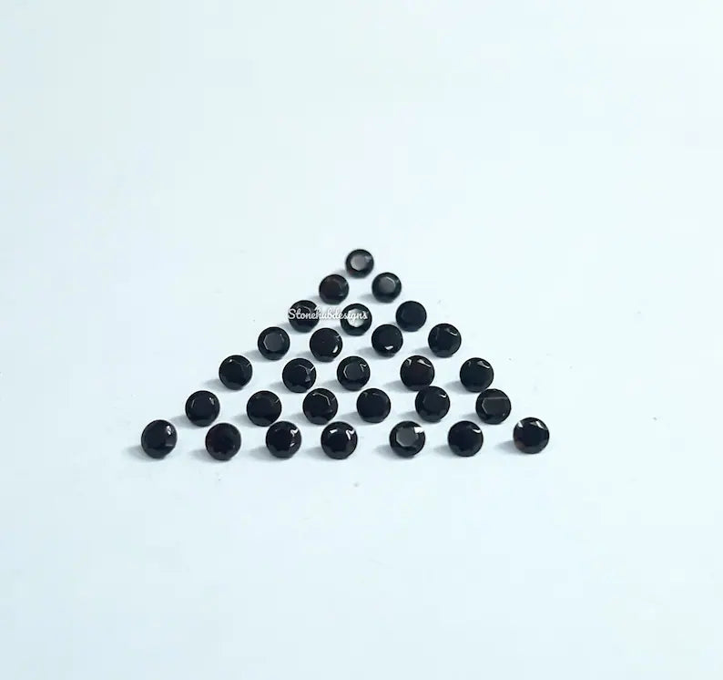 5 pieces 2MM, 2.25MM, 2.50MM, 2.75MM Natural Black Onyx Faceted Round Cut gemstone, AAA Black Onyx Tiny Round Cut For Jewelry Making