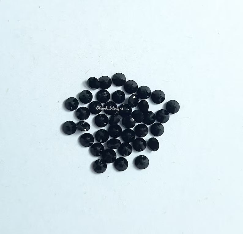 5 pieces 2MM, 2.25MM, 2.50MM, 2.75MM Natural Black Onyx Faceted Round Cut gemstone, AAA Black Onyx Tiny Round Cut For Jewelry Making