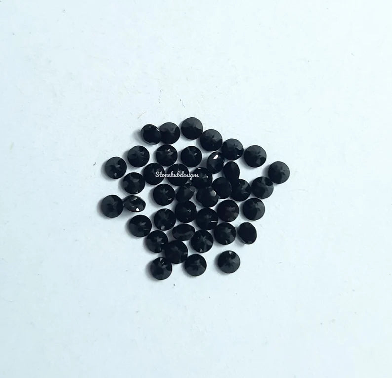 5 pieces 1MM, 1.50MM, 2MM, 2.50MM Natural Black Onyx Faceted Round Cut gemstone, AAA Black Onyx Tiny Round Cut For Jewelry Making