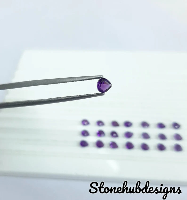3MM, 4MM, 5MM Natural Amethyst Faceted Heart Shape Cut Gemstone, AAA African Amethyst faceted Heart Cut loose gemstones For Jewelry