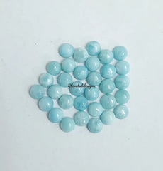 3MM, 4MM, 5MM, 6MM Natural Larimar Round Cabochon Gemstone, AAA larimar Smooth Round Cabs Flat Back Gemstone for jewelry