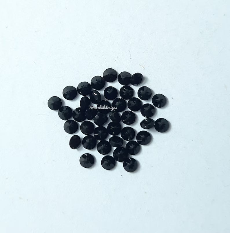 5 pieces 2MM, 2.25MM, 2.50MM, 2.75MM Natural Black Onyx Faceted Round Cut gemstone, AAA Black Onyx Tiny Round Cut For Jewelry Making