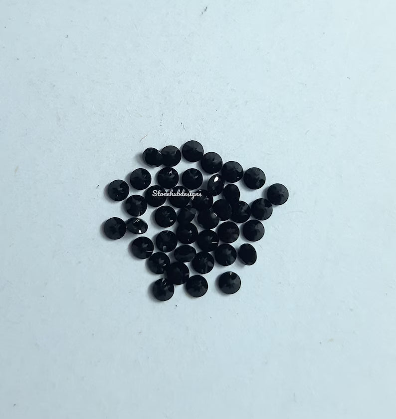 5 pieces 2MM, 2.25MM, 2.50MM, 2.75MM Natural Black Onyx Faceted Round Cut gemstone, AAA Black Onyx Tiny Round Cut For Jewelry Making