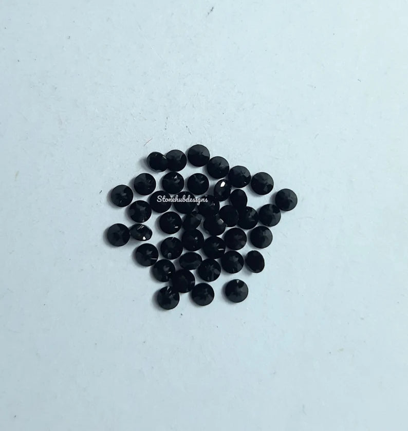 5 pieces 1MM, 1.50MM, 2MM, 2.50MM Natural Black Onyx Faceted Round Cut gemstone, AAA Black Onyx Tiny Round Cut For Jewelry Making