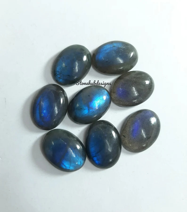 10x12MM, 10x14MM, 12x16MM, 13x18MM, 15x20MM Natural Labradorite Oval Cabochon Stone, AAA Blue Fire Labradorite Smooth Oval Cabs Loose Stone