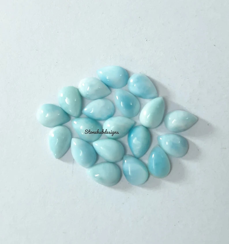 8X12MM, 9X13MM, 10X14MM Natural Larimar Pear Cabochon Gemstone , AAA Quality Larimar pear cabs for jewelry, Blue Larimar cabochon