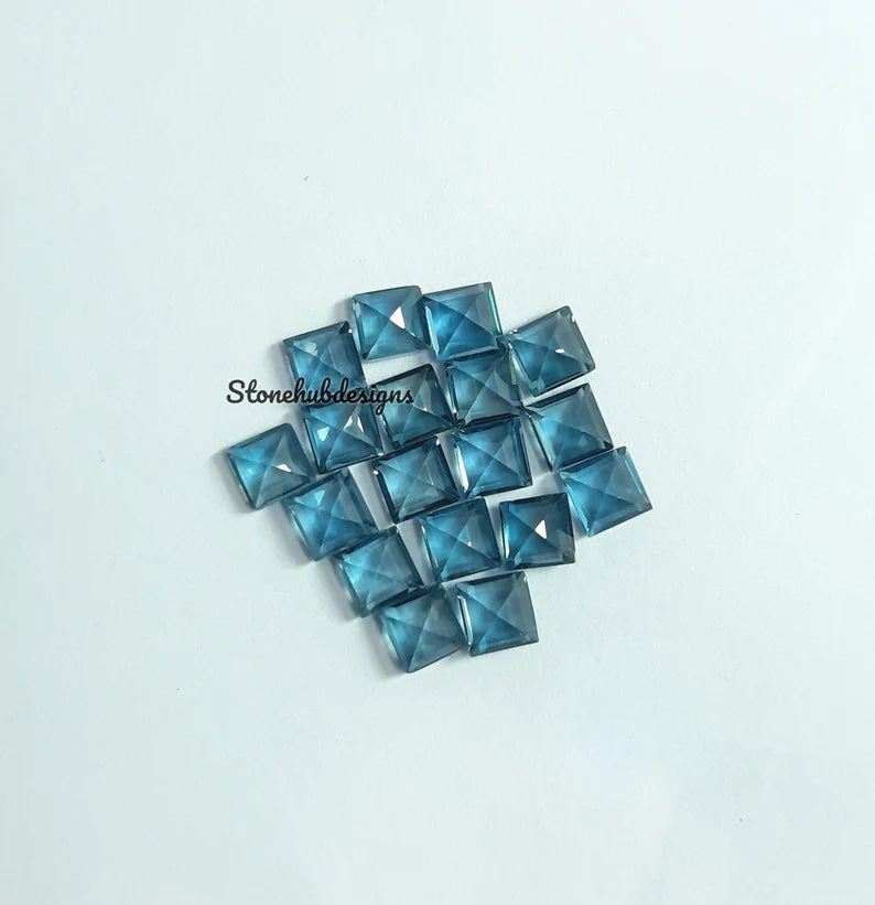 4MM, 5MM, 6MM Natural London Blue Topaz Faceted Square cut Gemstone, AAA London Topaz faceted Square Calibrated Size for Jewelry