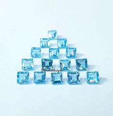 7MM, 8MM, 9MM, 10MM Natural Swiss Blue Topaz Faceted Square Cut Gemstone, AAA Swiss Blue Topaz Square Loose Calibrated Cut Gemstone