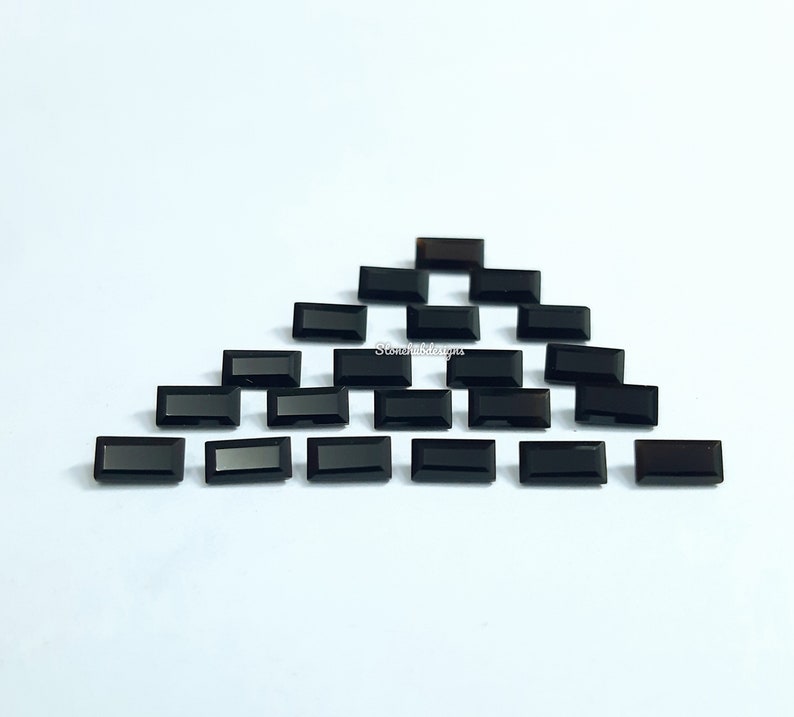2x4MM, 2.5x5MM, 3x6MM Natural Black Onyx faceted Baguette Cut Gemstone, AAA BLACK ONYX faceted Baguette Cut Stone For jewelry