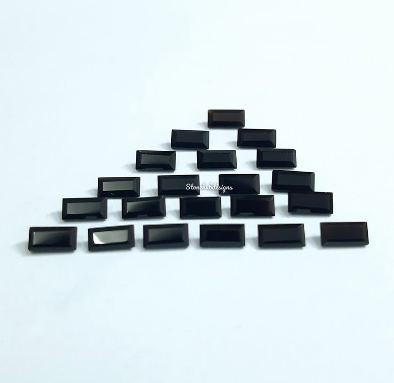 2x4MM, 2.5x5MM, 3x6MM Natural Black Onyx faceted Baguette Cut Gemstone, AAA BLACK ONYX faceted Baguette Cut Stone For jewelry