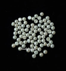 2MM, 3MM Natural Fresh Water White Pearl Round Cabochon Gemstone, AAA White Pearl Round Flat back Cabochon Loose stone For Jewelry