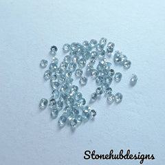 1.50MM, 2MM, 2.50MM Natural Blue Zircon Faceted Round Shape Loose Gemstones, AAA Blue Zircon Round Loose Calibrated Cut Stone For Jewelry