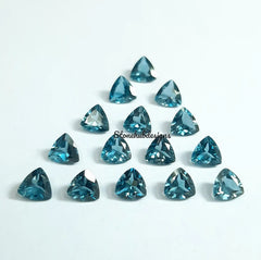 3MM, 4MM, 5MM, 6MM Natural London Blue Topaz Faceted Trillion Cut Gemstone, AAA London Topaz faceted Trillion Calibrated Size for Jewelry