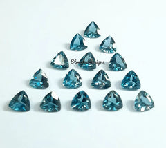 3MM, 4MM, 5MM, 6MM Natural London Blue Topaz Faceted Trillion Cut Gemstone, AAA London Topaz faceted Trillion Calibrated Size for Jewelry