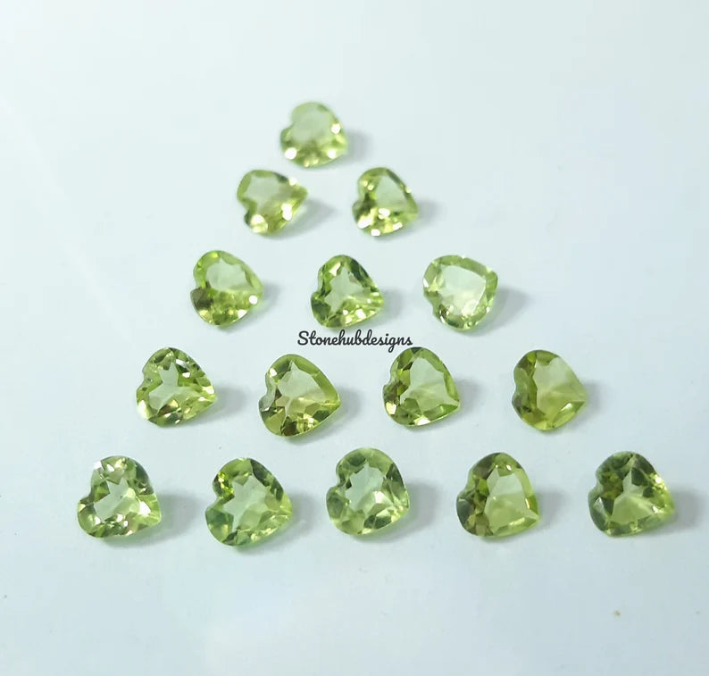 4MM, 5MM, 6MM Natural Peridot Faceted Heart Cut Gemstone, AAA Green Peridot Heart Cut Calibrated Size loose Gemstone for jewelry