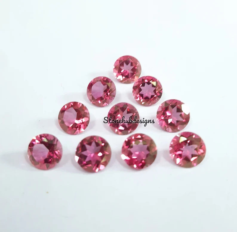 7MM, 8MM, 9MM, 10MM Natural Pink Topaz Faceted Round Cut Gemstone, AAA Pink Topaz Round Cut Faceted calibrated Size Loose Gemstone
