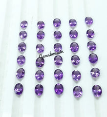3x4MM, 3x5MM, 4x6MM, 5x7MM Natural Amethyst Faceted Oval Cut Gemstone, AAA Purple Amethyst Faceted Oval Loose Calibrated Sizes for Jewelry