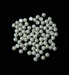 2MM, 3MM Natural Fresh Water White Pearl Round Cabochon Gemstone, AAA White Pearl Smooth Round Flat Back Cabochon loose Stone For Jewelry