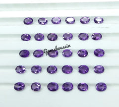 3x4MM, 3x5MM, 4x6MM, 5x7MM Natural Amethyst Faceted Oval Cut Gemstone, AAA Purple Amethyst Faceted Oval Loose Calibrated Sizes for Jewelry