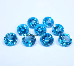 9MM, 10MM Natural Swiss Topaz Faceted Round Cut Gemstone, AAA Swiss Topaz Faceted Round Cut Loose Calibrated Size Loose Gemstone for Jewelry